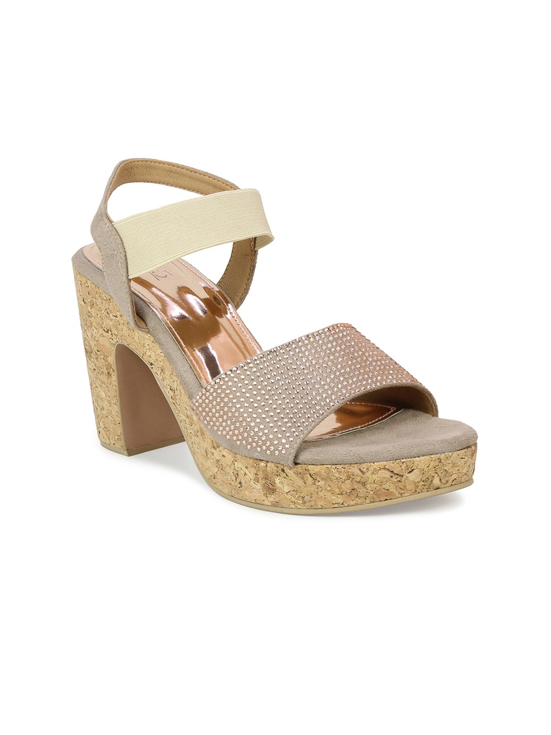 

Inc 5 Women Taupe Embellished Block Sandals