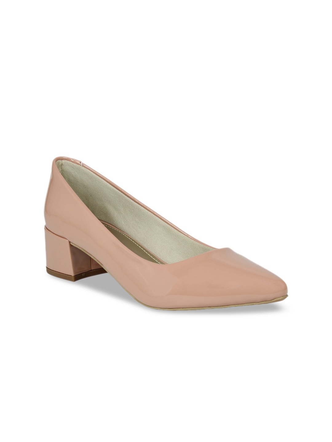

Inc 5 Women Peach-Coloured Solid Block Pumps