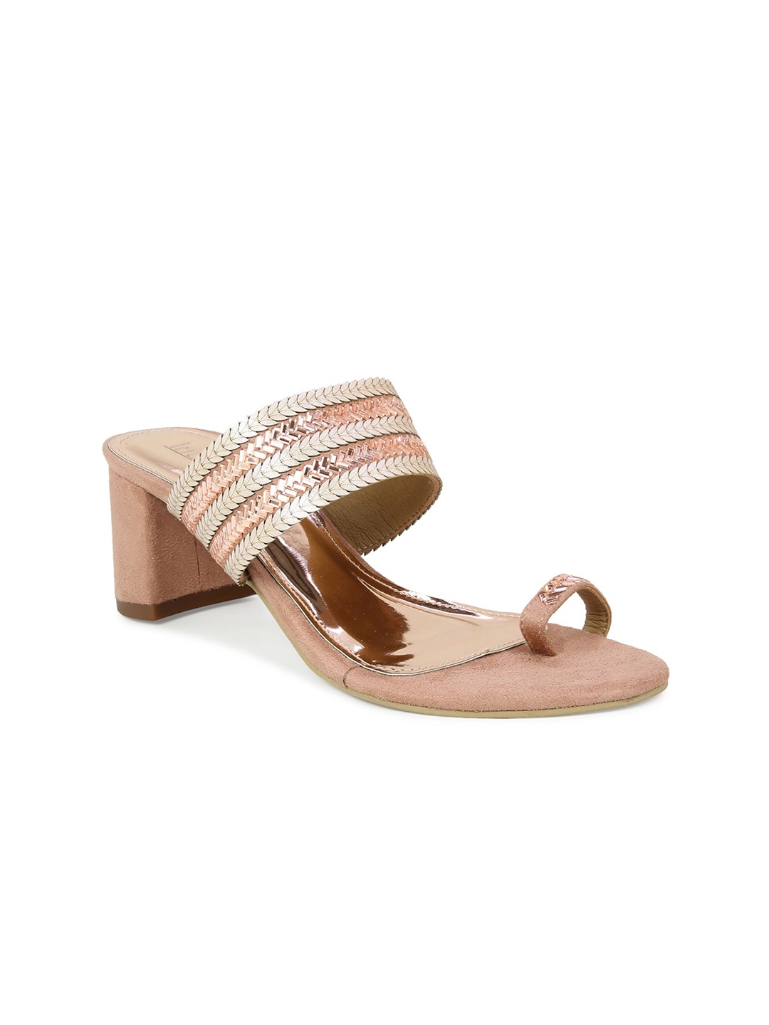 

Inc 5 Women Peach-Coloured Embellished Block Sandals