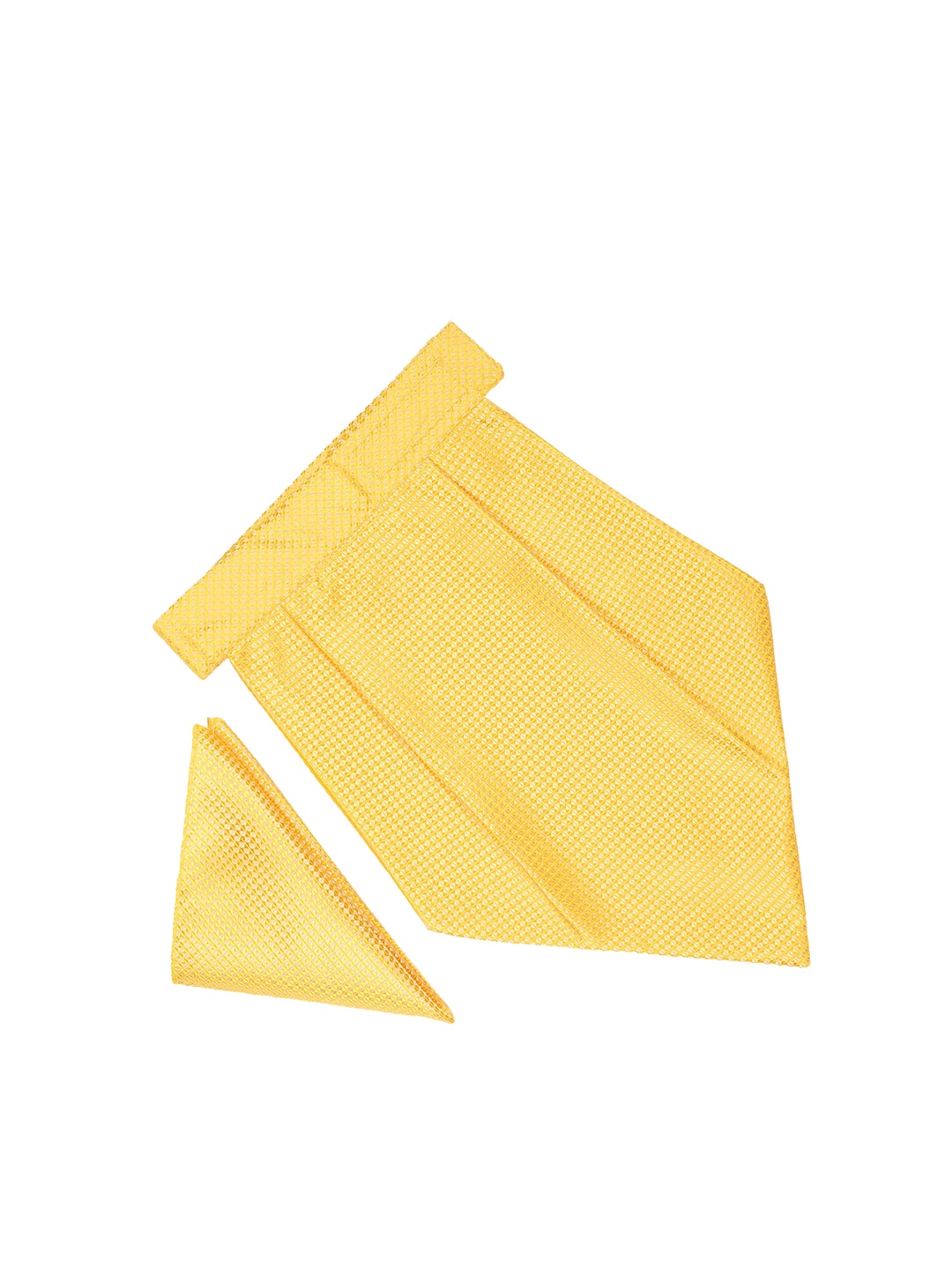 

Tossido Men Yellow Self Design Cravat Pocket Square Gift Set