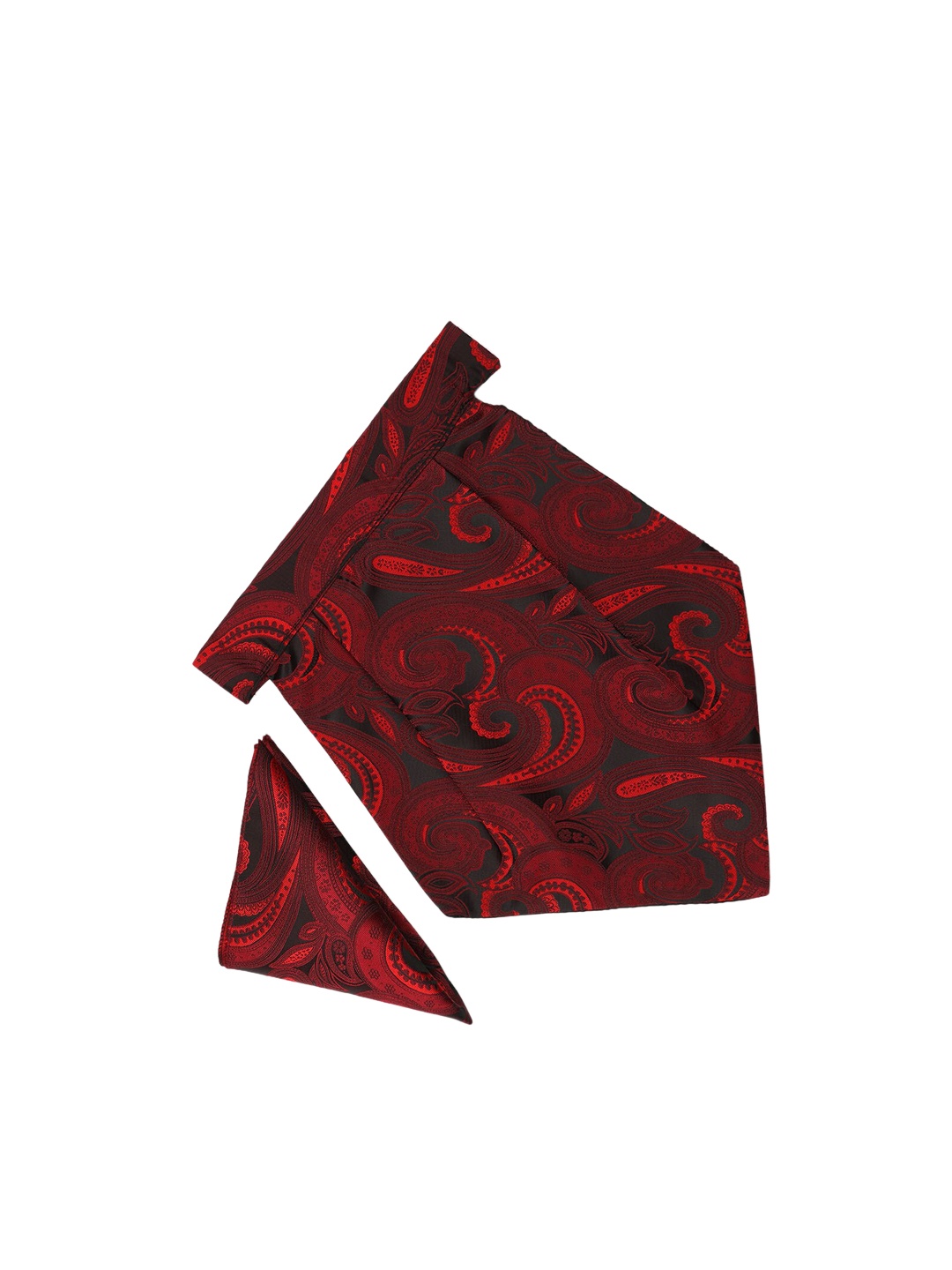 

Tossido Men Red & Black Self-Design Cravat Pocket Square Set