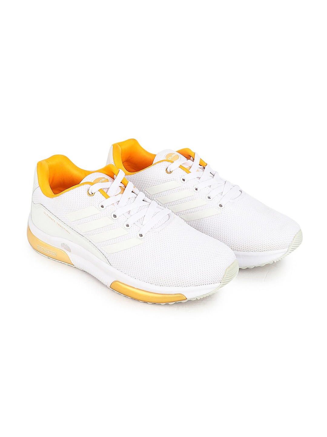 

Columbus Men White & Orange-Coloured Mesh Running Non-Marking Shoes