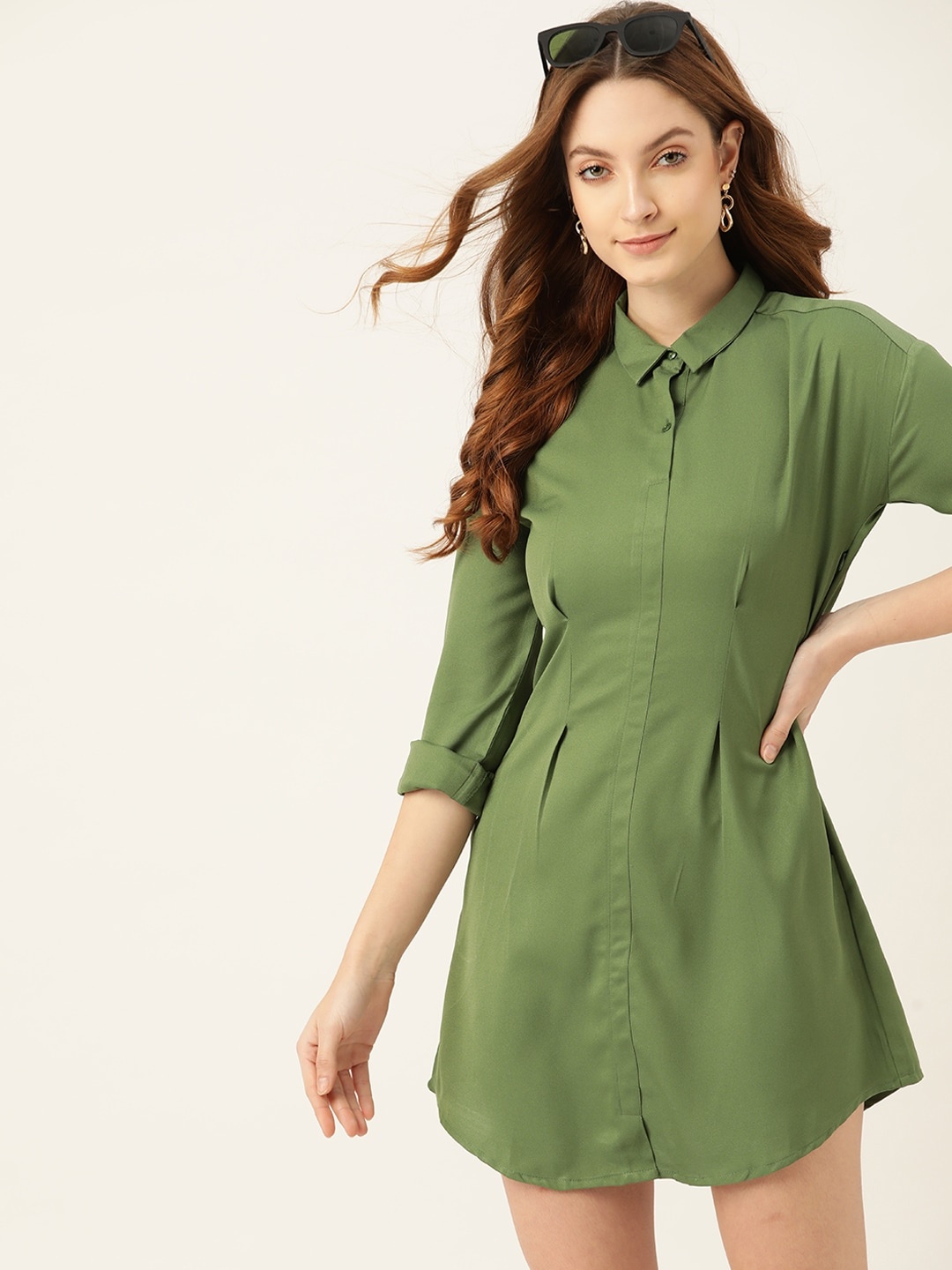 

DressBerry Green Solid Shirt Dress