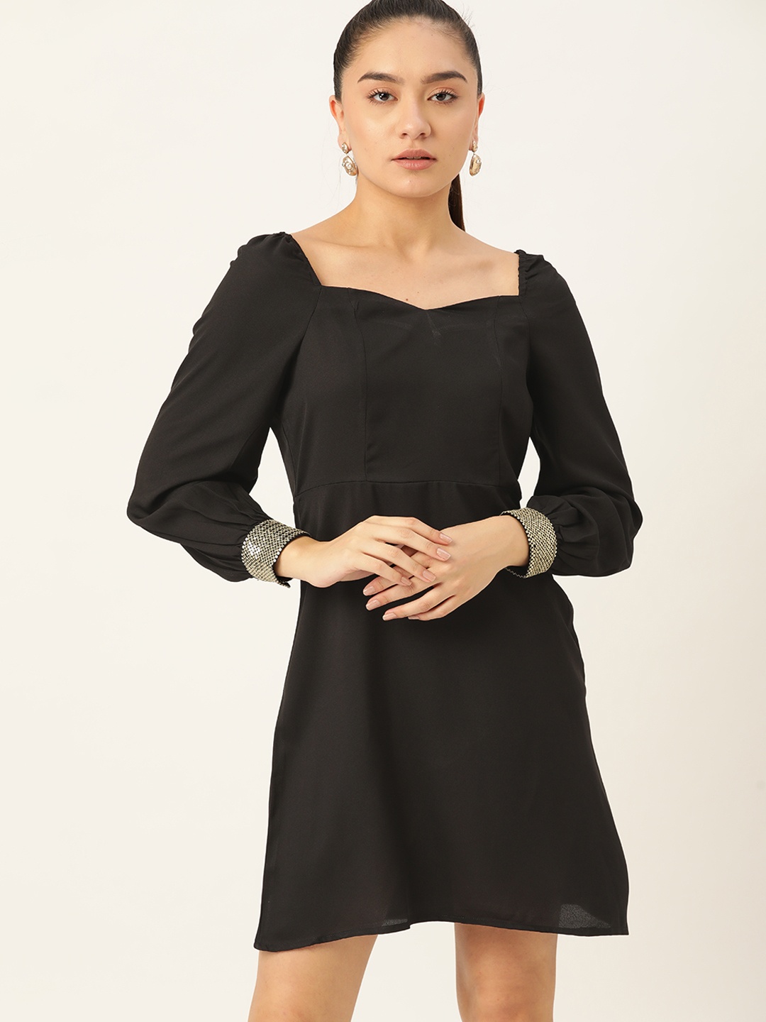 

DressBerry Black Solid A-Line Dress
