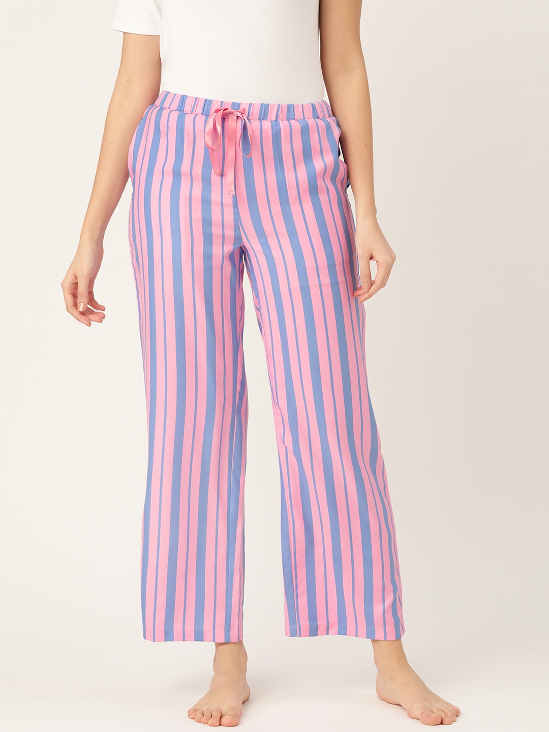 

DressBerry Women Blue & Pink Striped Lounge Pants