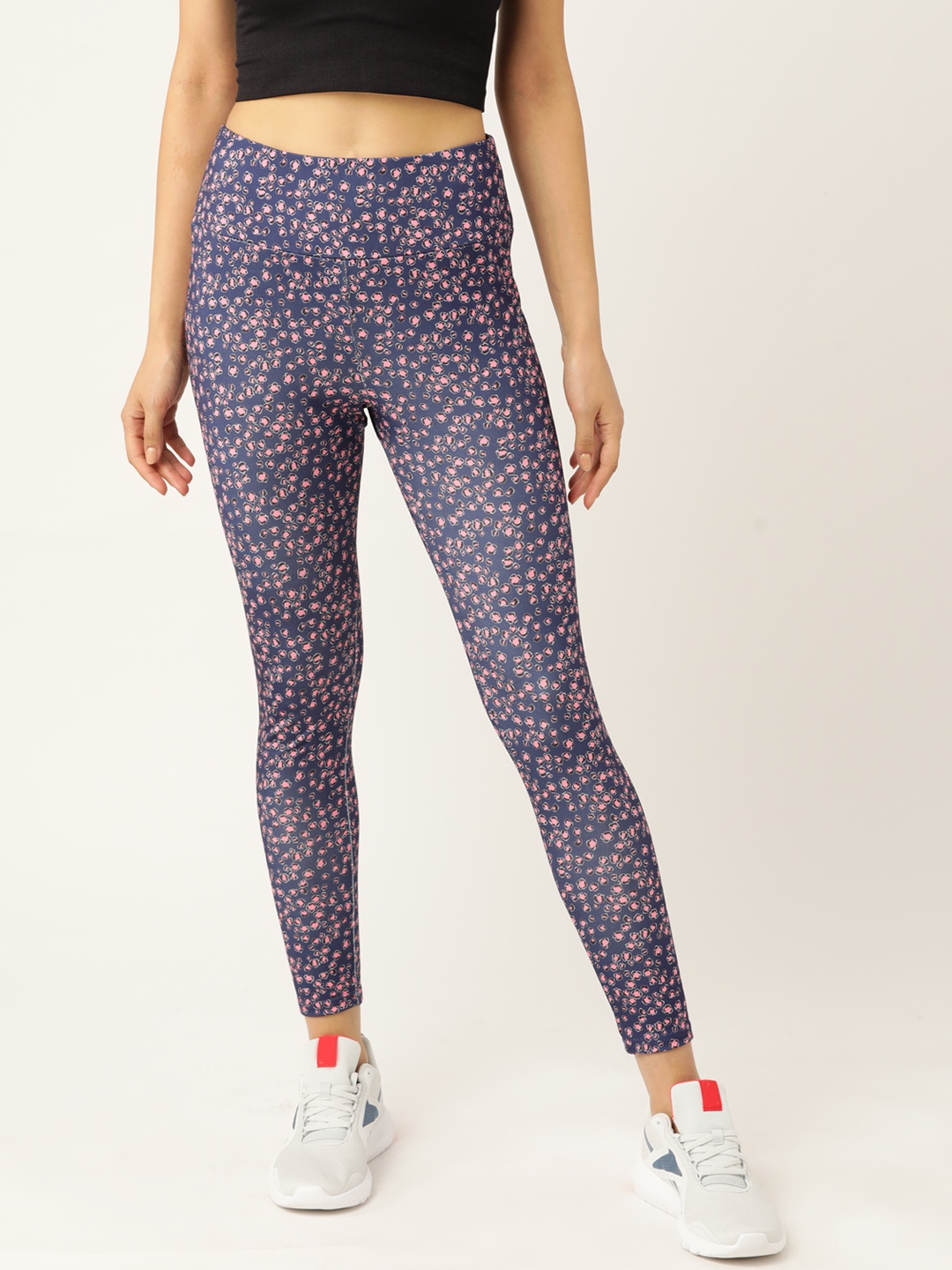 

DressBerry Women Navy Blue & Pink Printed Tights