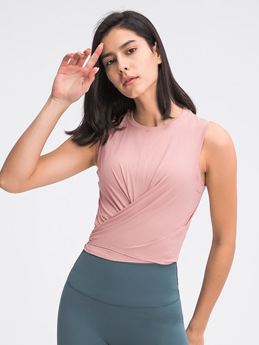 

URBANIC Pink Solid Fitted Top with Tie-up