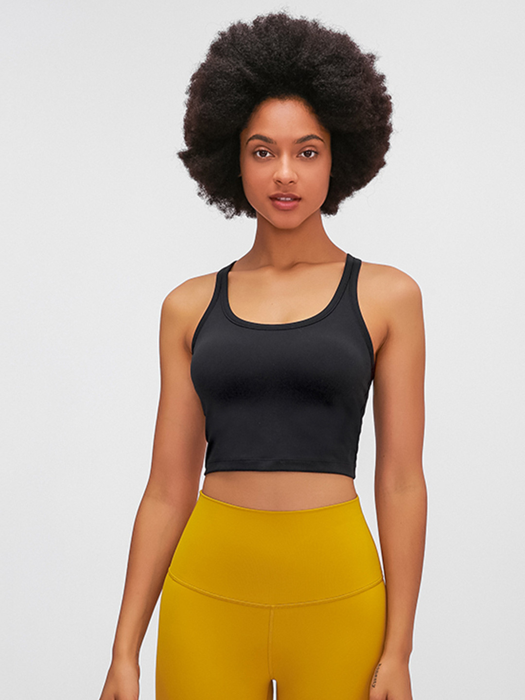 

URBANIC Black Solid Tank Crop Top