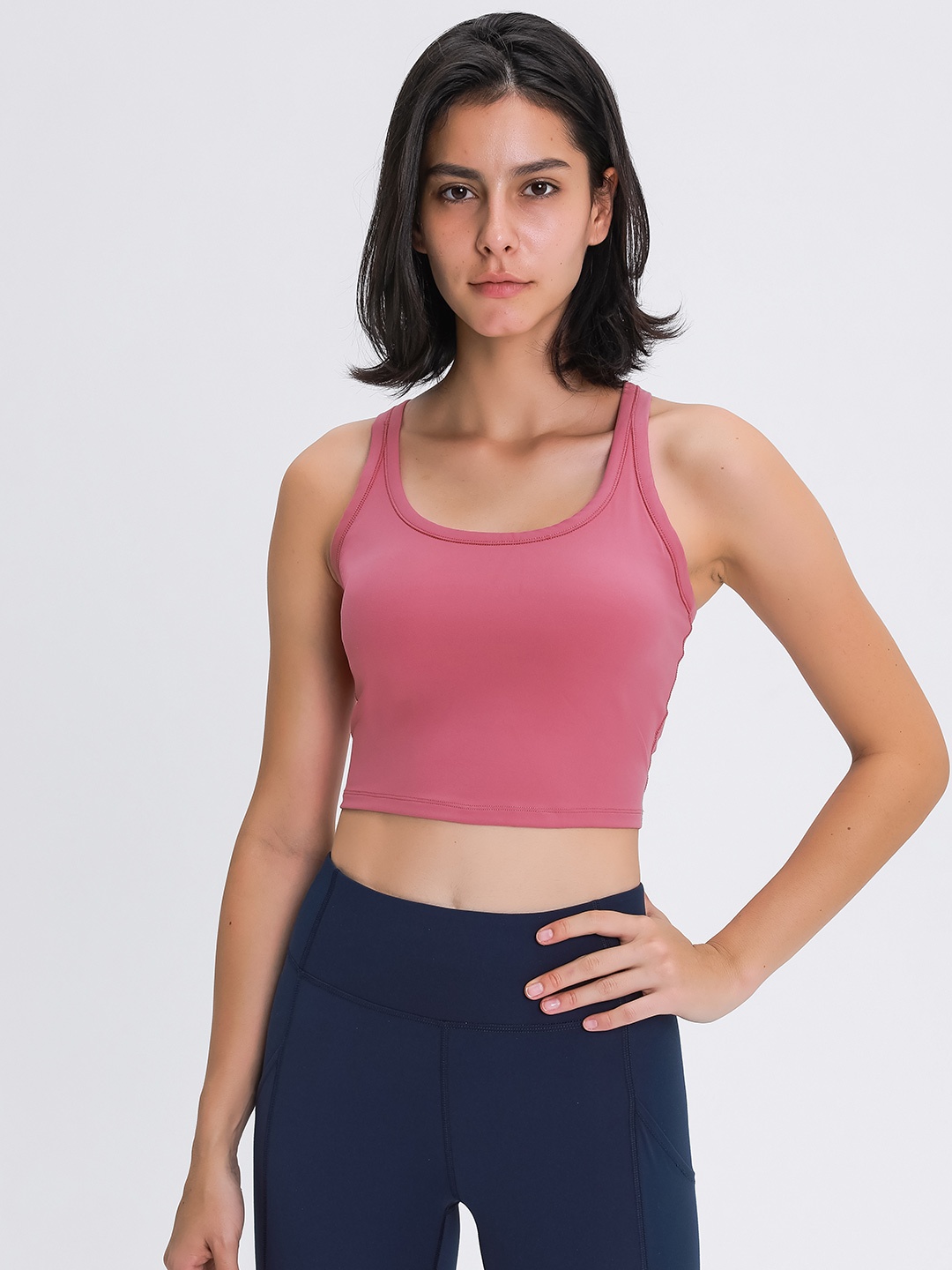 

URBANIC Mauve Solid Tank Crop Top