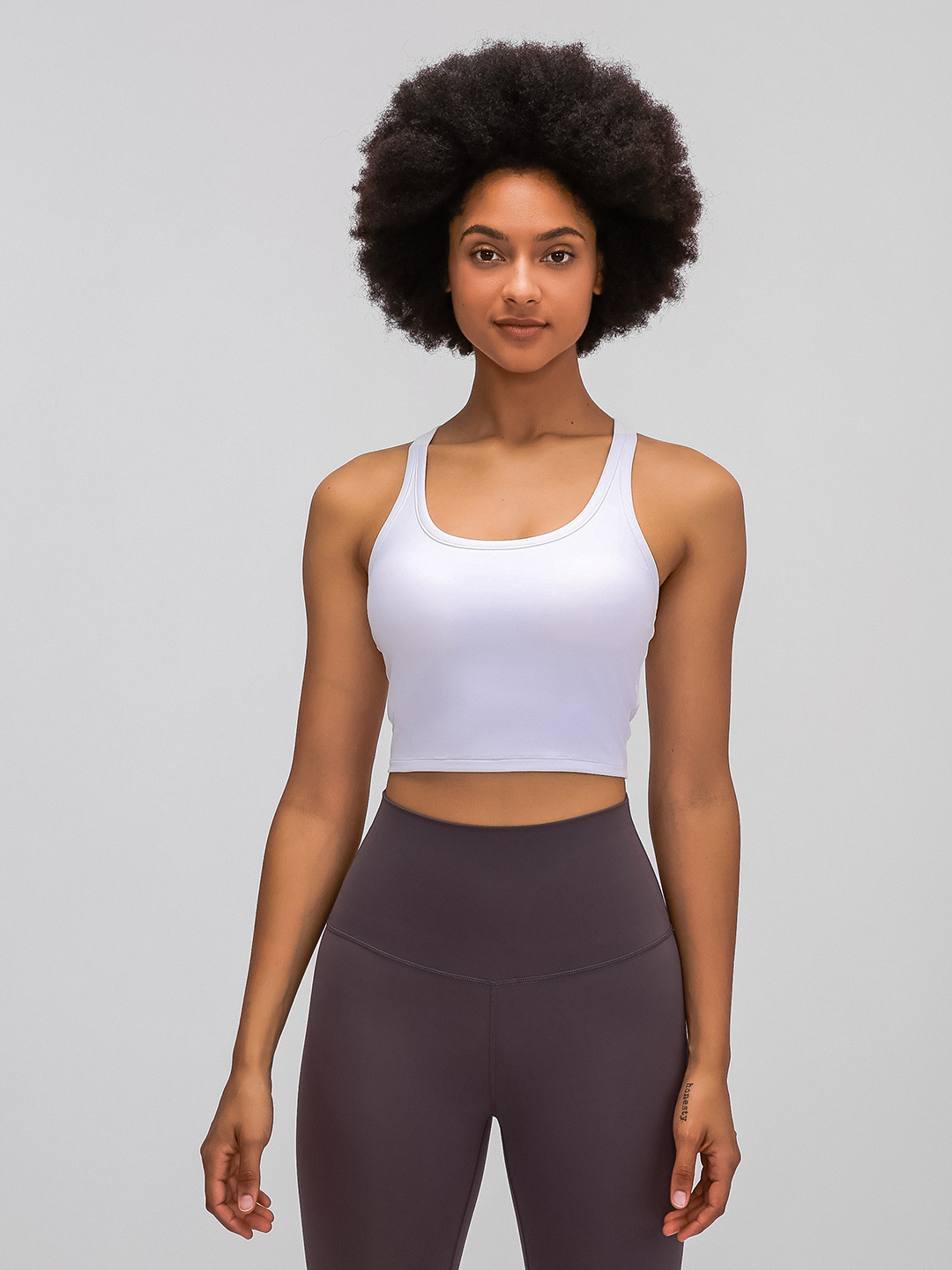 

URBANIC White Solid Tank Crop Top