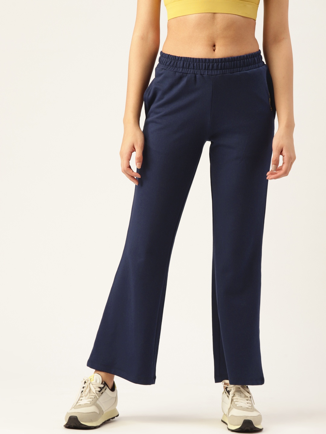 

DressBerry Women Navy Blue Solid Flared Track Pants