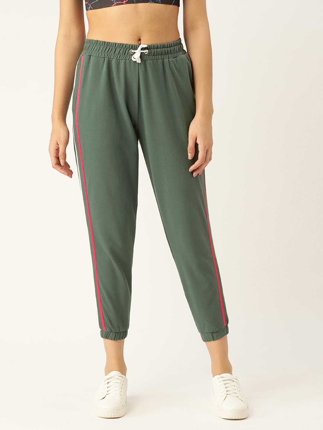 

DressBerry Women Olive Green Side Taping Cropped Joggers