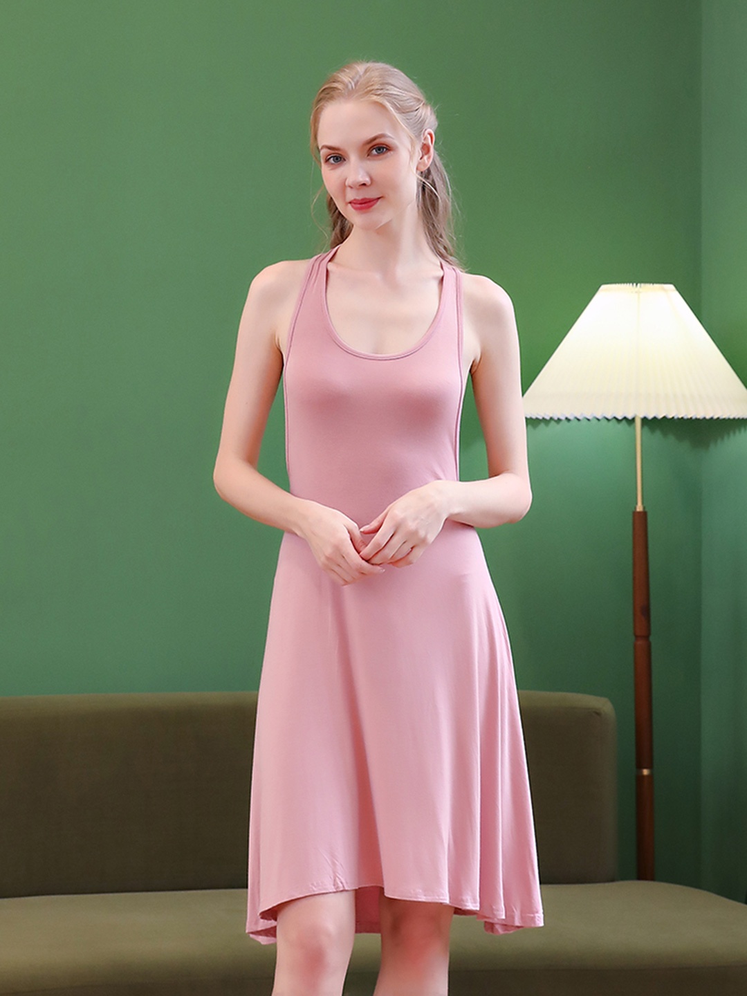 

URBANIC Women Pink Solid Nightdress
