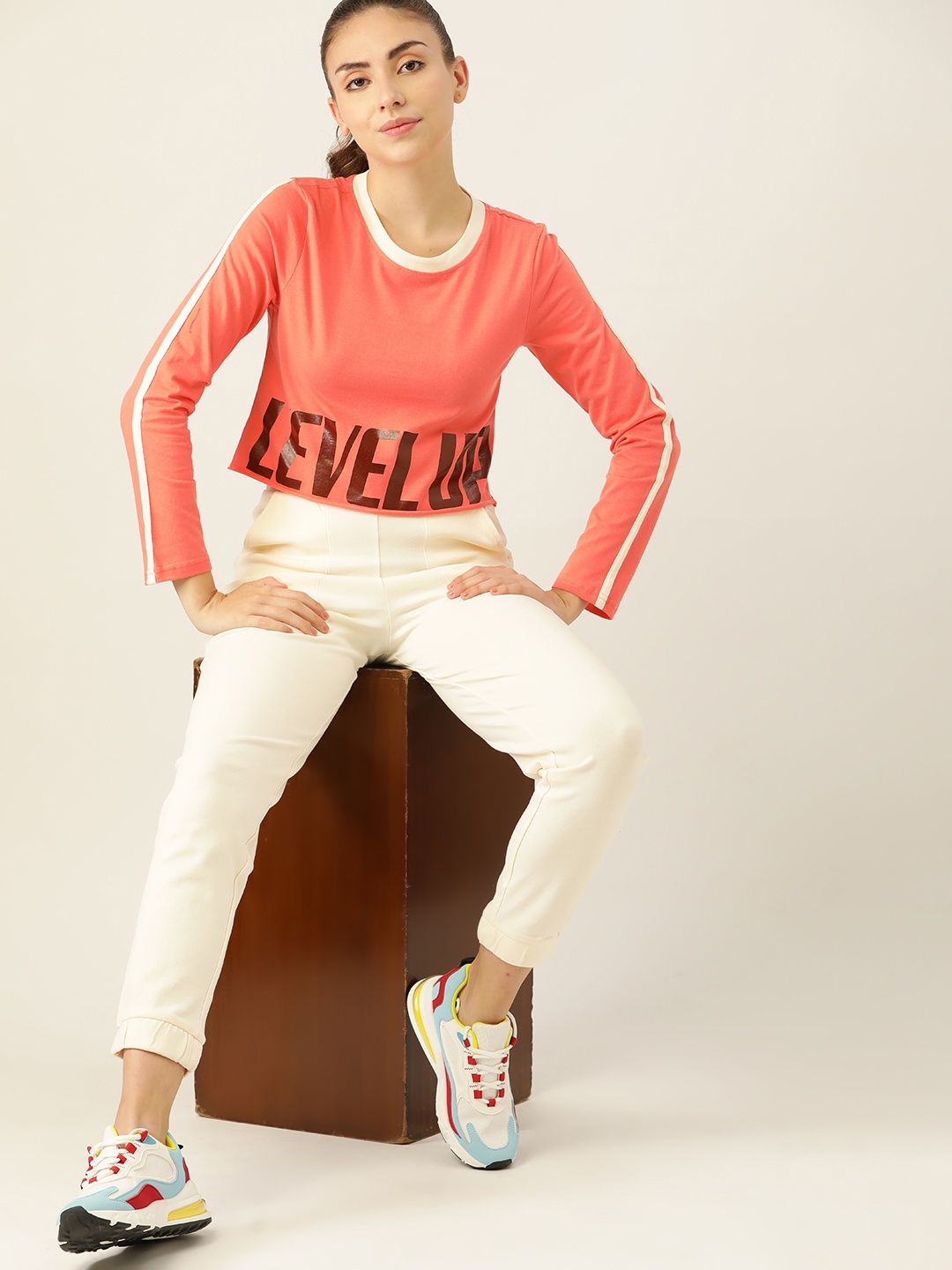 

DressBerry Women Coral Pink Printed Pure Cotton T-shirt
