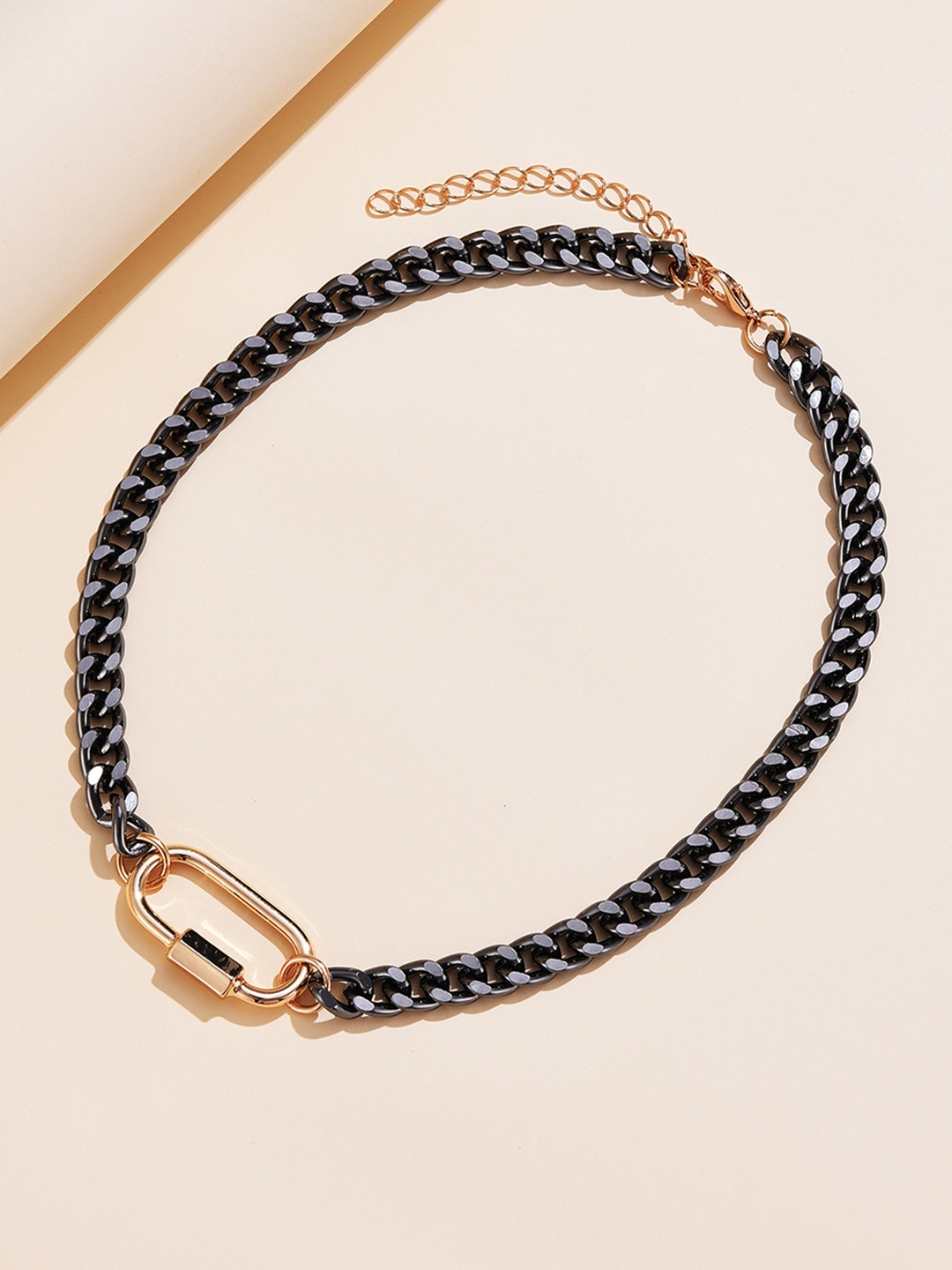 

URBANIC Gunmetal-Toned & Gold-Toned Link Chain Necklace, Metallic