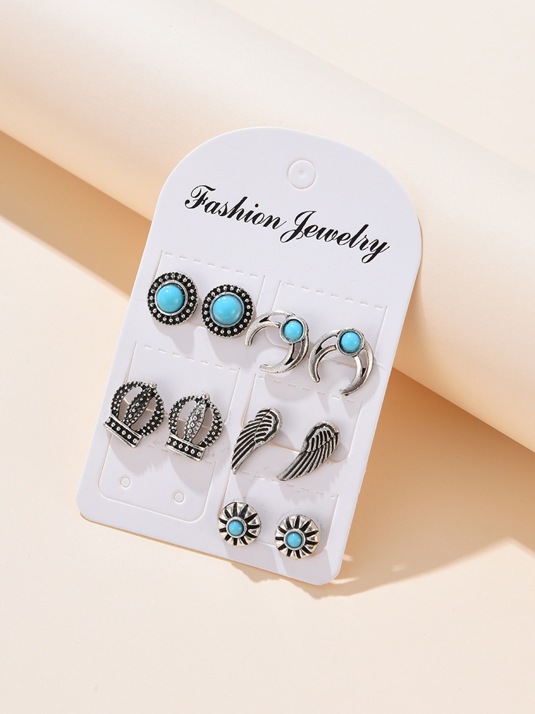 

URBANIC Women Set of 5 Oxidised Silver-Toned Earrings