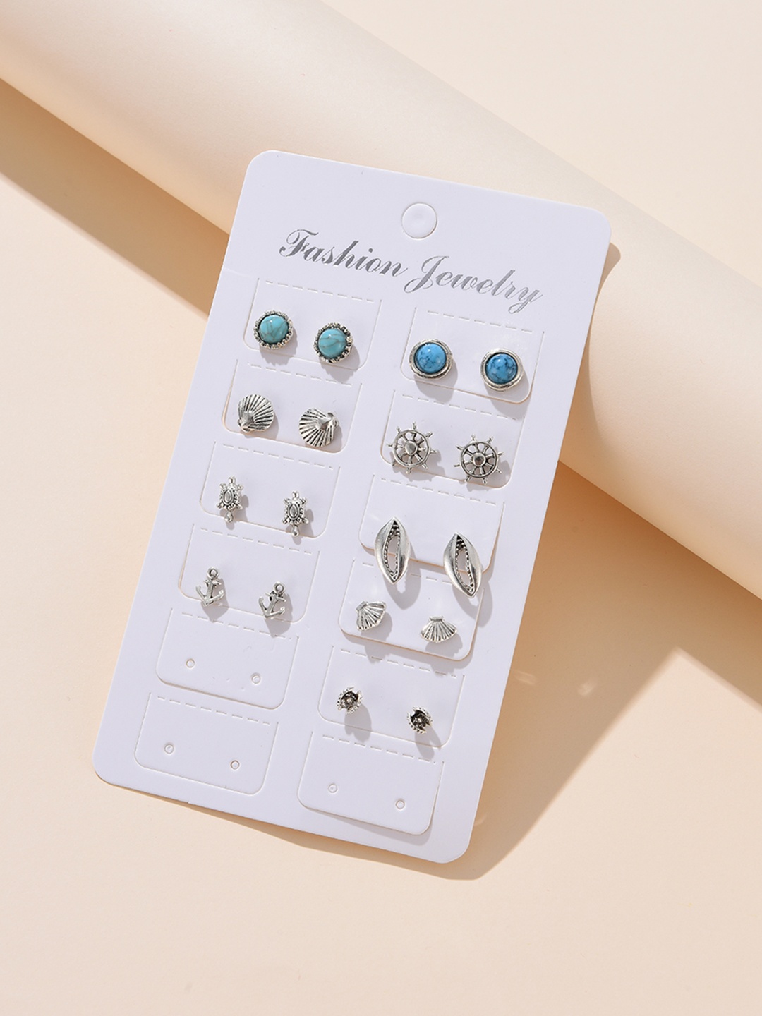 

URBANIC Set of 9 Silver-Toned Earrings