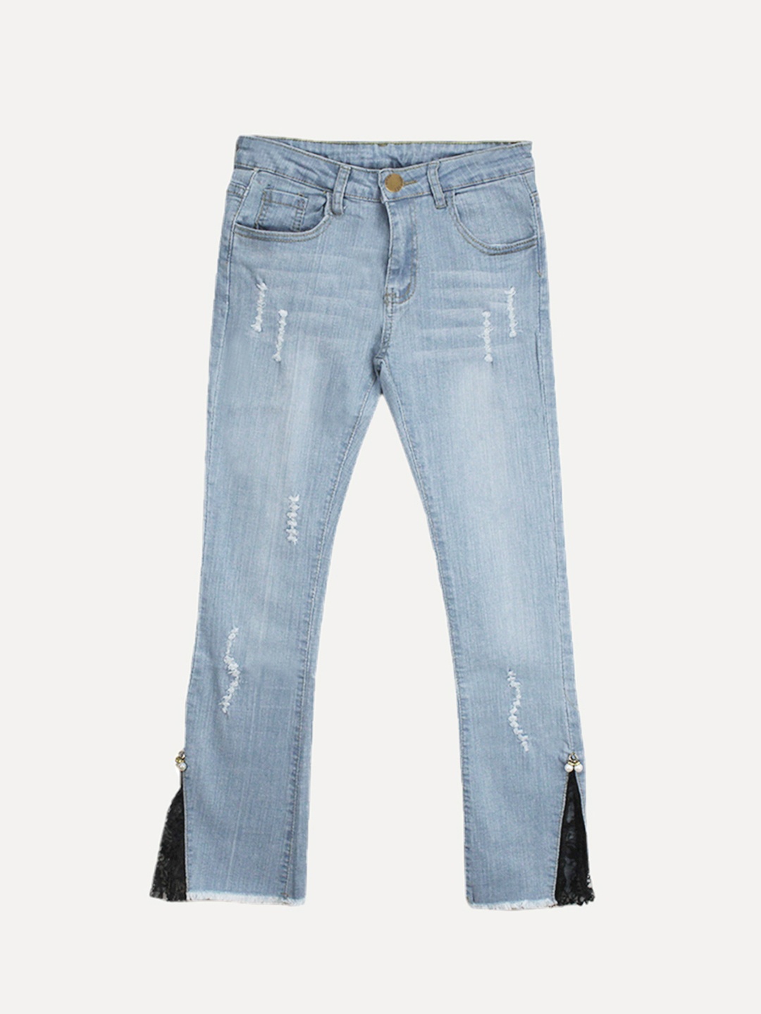 

URBANIC Women Blue Low Distress Light Fade Flared Leg Jeans