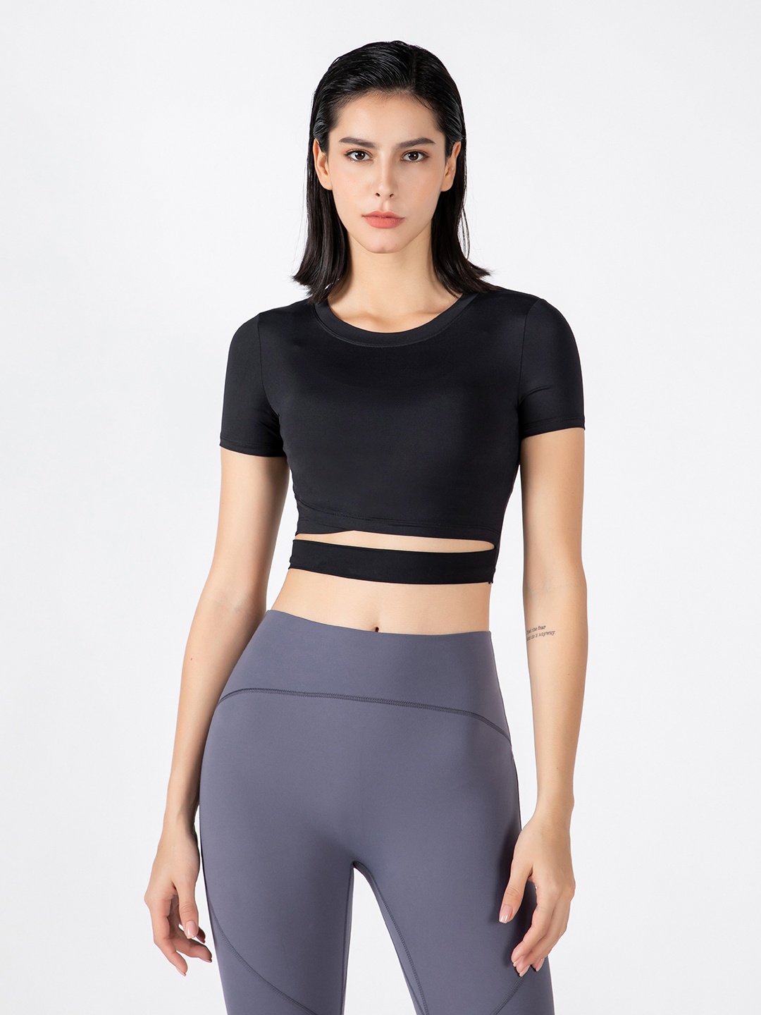 

URBANIC Black Fitted Crop Top