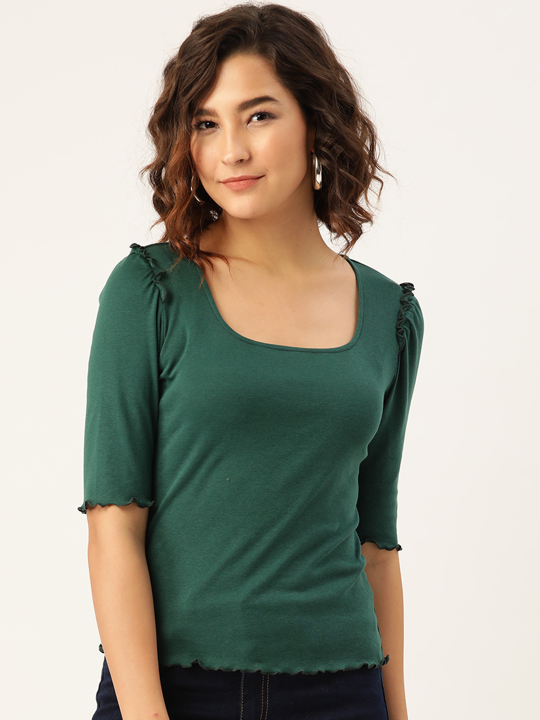 

Madame Green Solid Regular Top