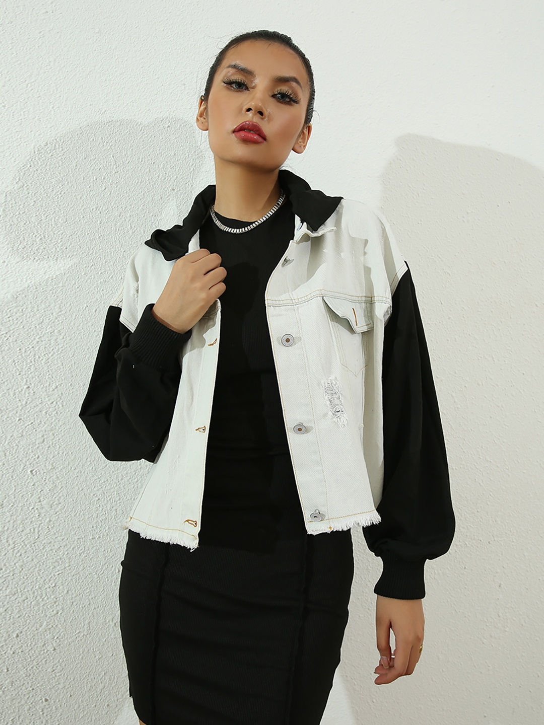 

URBANIC Women Blue Hooded Denim Jacket