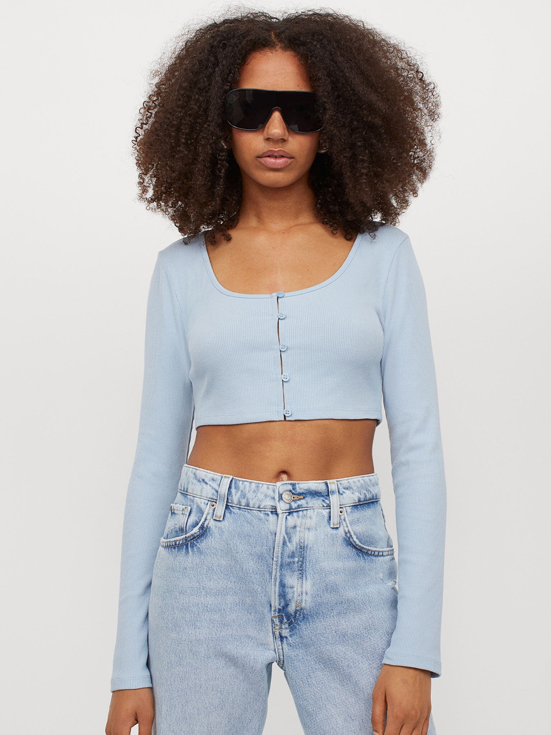 

H&M Women Blue Cropped Top
