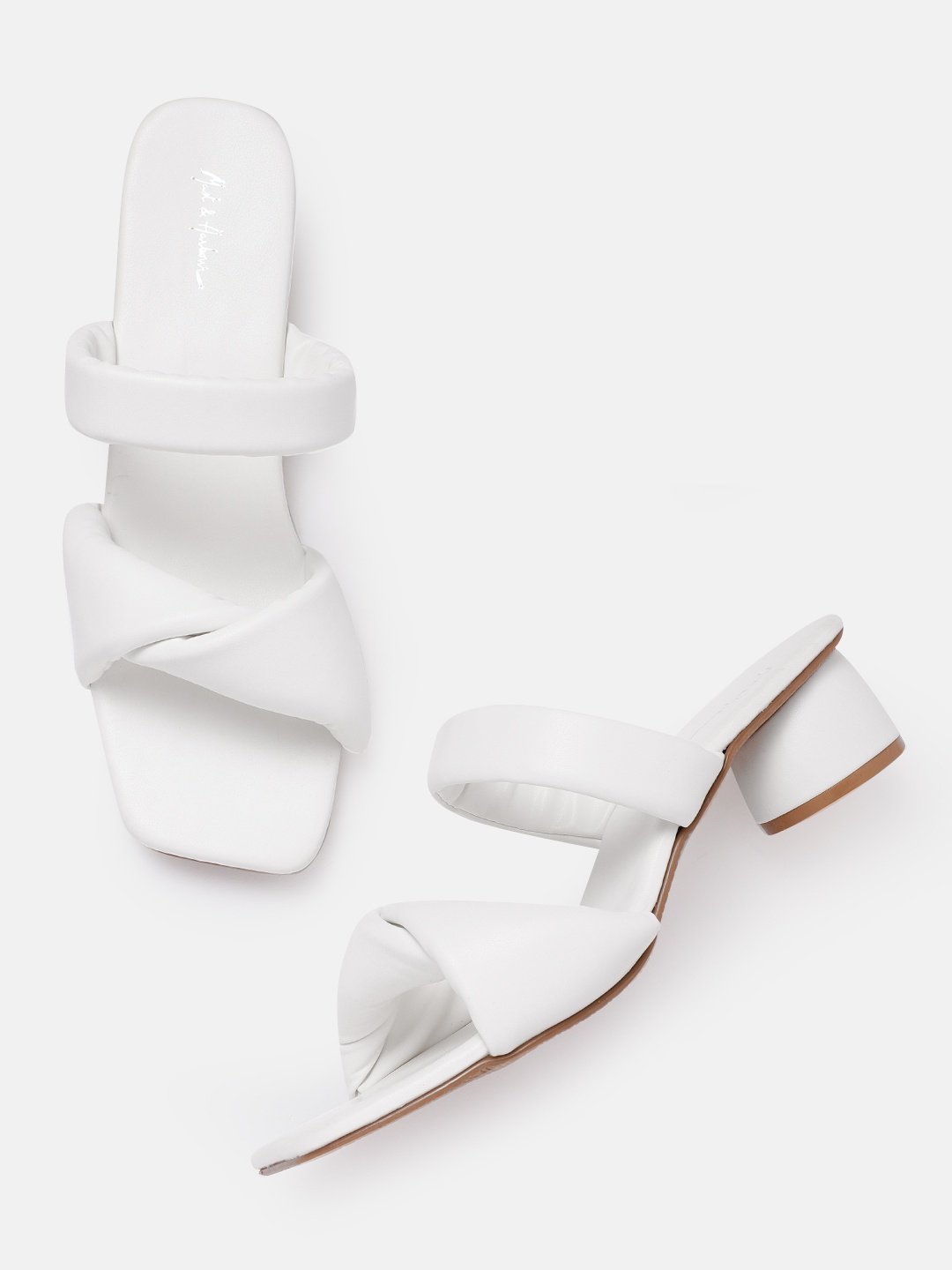 

Mast & Harbour White Solid Twisted Detail Block Heels