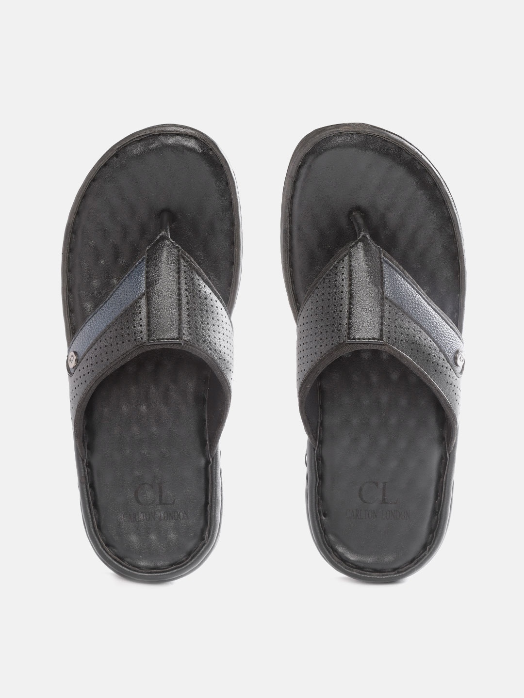 

Carlton London Men Black Perforated Comfort Sandals
