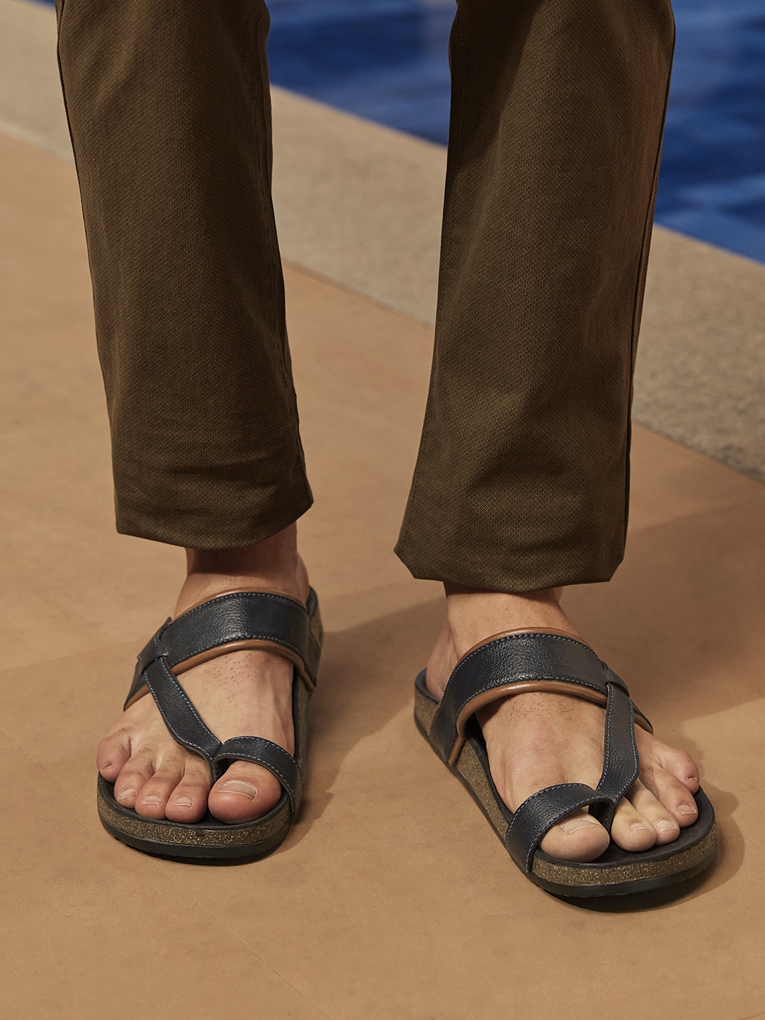 

Carlton London Men Navy Blue Solid Comfort Sandals