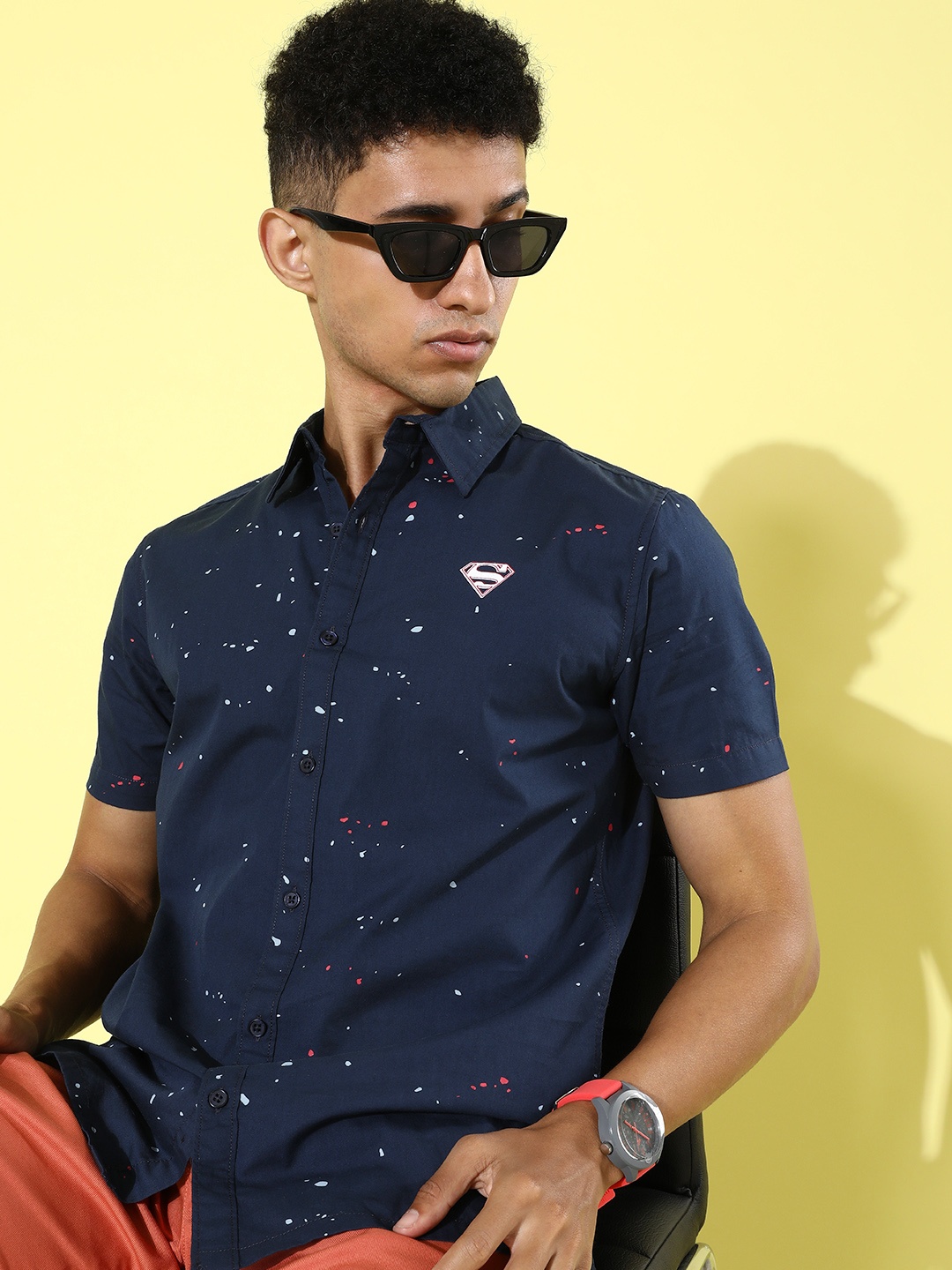 

Kook N Keech Superman Men Navy Blue Abstract Quirky Printed Shirt