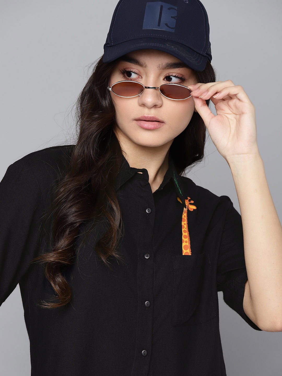 

Kook N Keech Women Black Conversational Print Crop Boxy Fit Casual Shirt