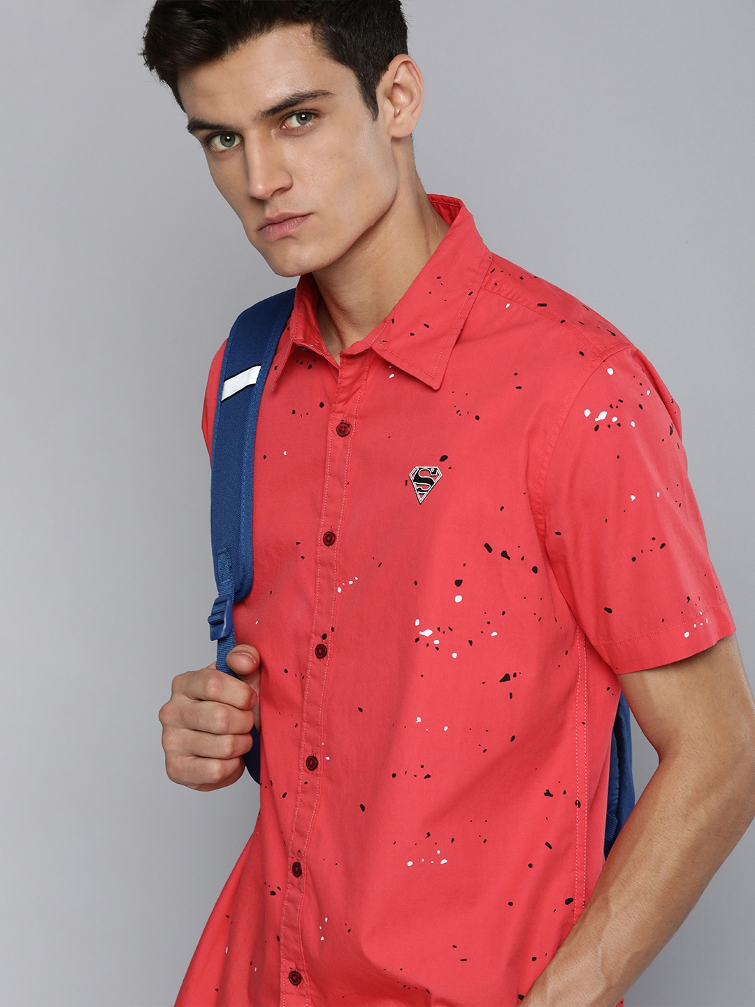 

Kook N Keech Superman Men Red Printed Pure Cotton Casual Shirt