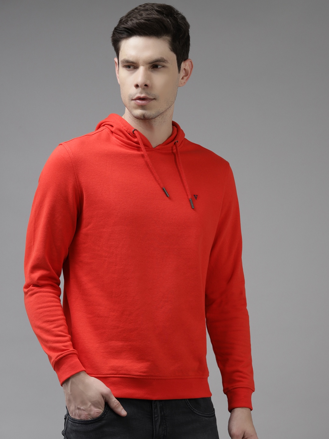 

Van Heusen Sport Men Red Solid Hooded Sweatshirt