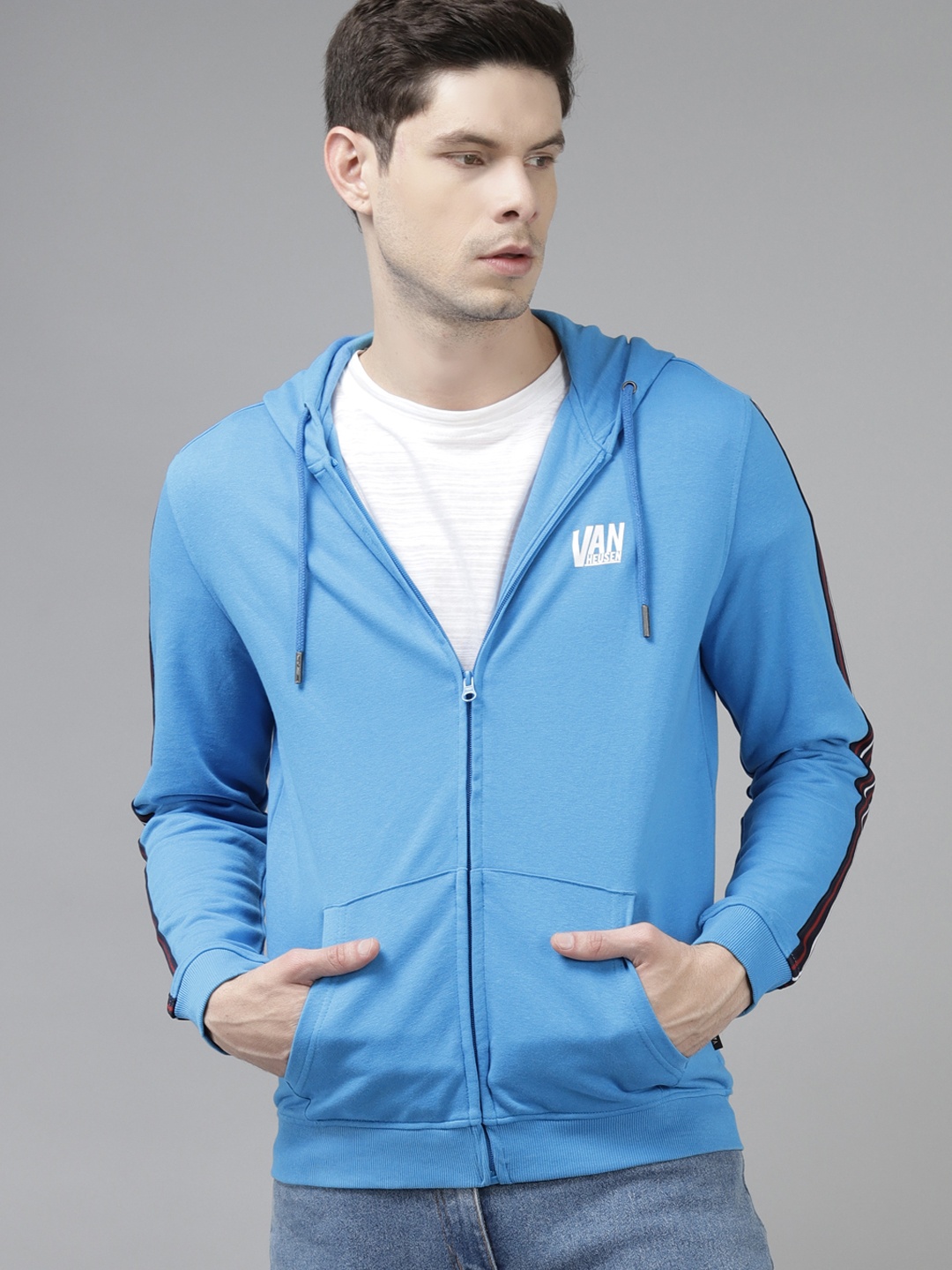 

Van Heusen Sport Men Blue Solid Hooded Sweatshirt
