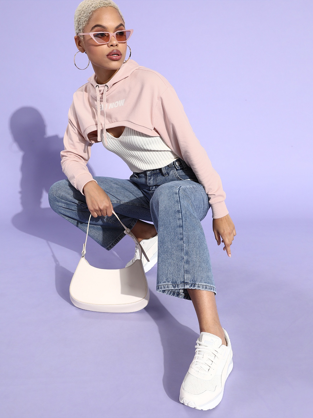 

Roadster Women Pretty Pink Typography Cropped Sweatshirt