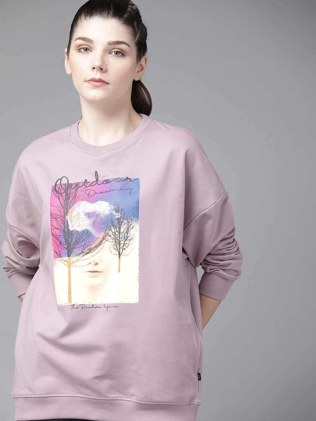 

Roadster Women Lavender Printed Sweatshirt