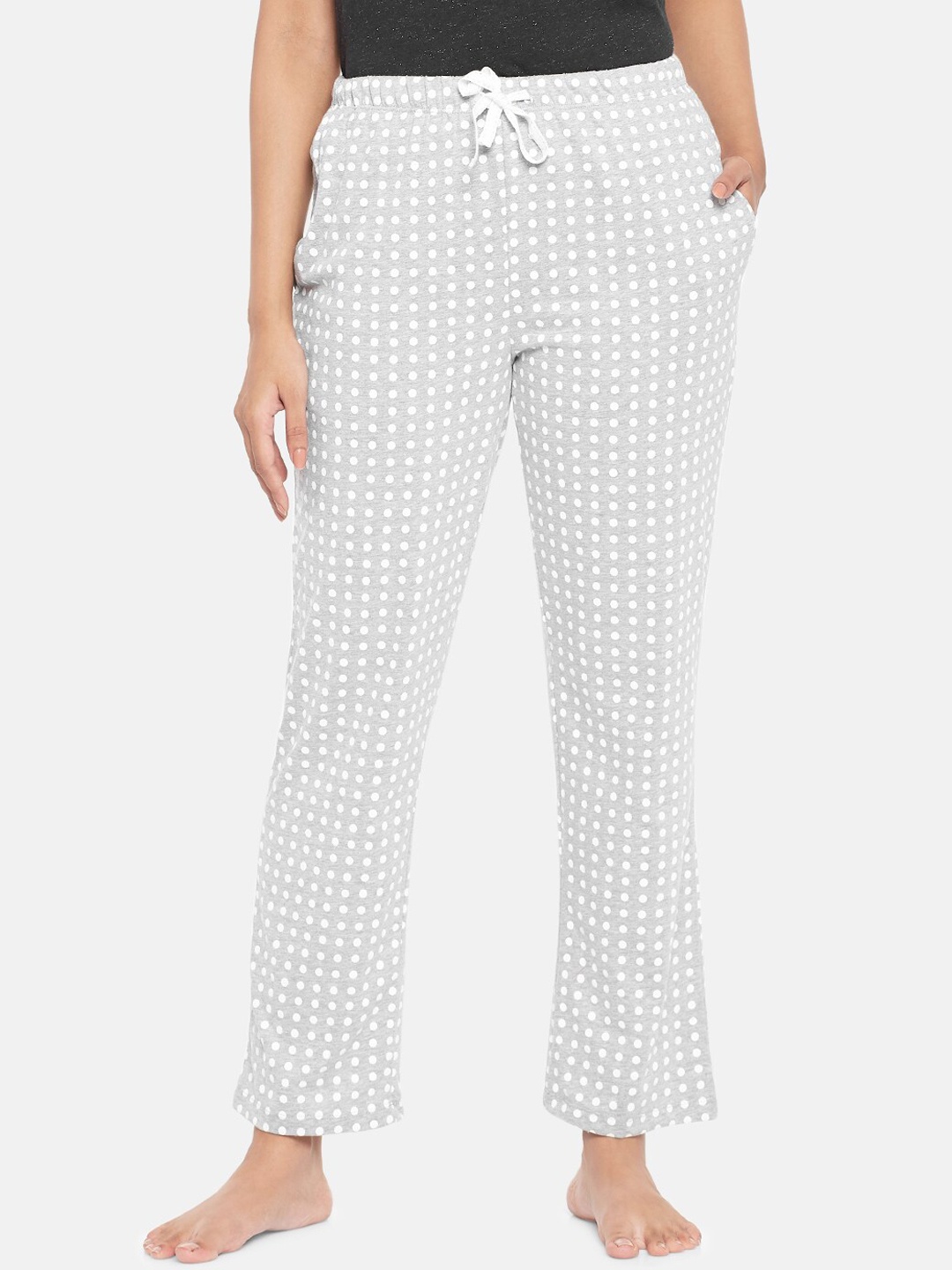 

Dreamz by Pantaloons Women Grey & White Printed Lounge Pants