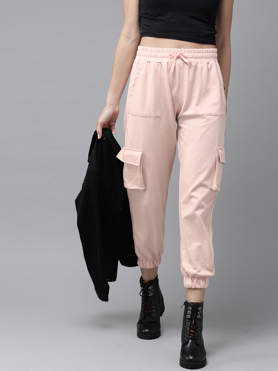 

Roadster Women Pink Cargo Jogger Trousers