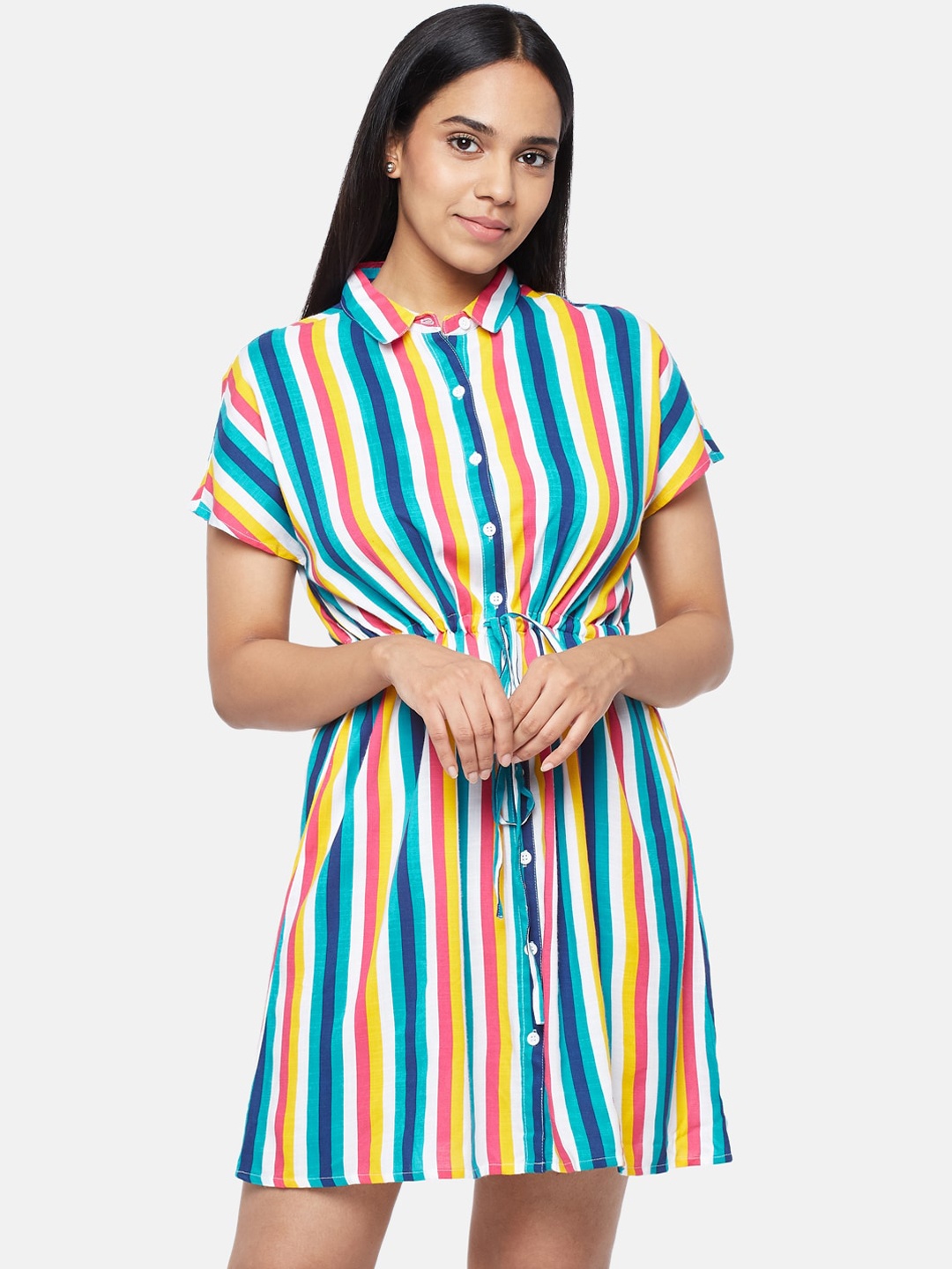 

People Multicoloured Striped Shirt Dress, Multi