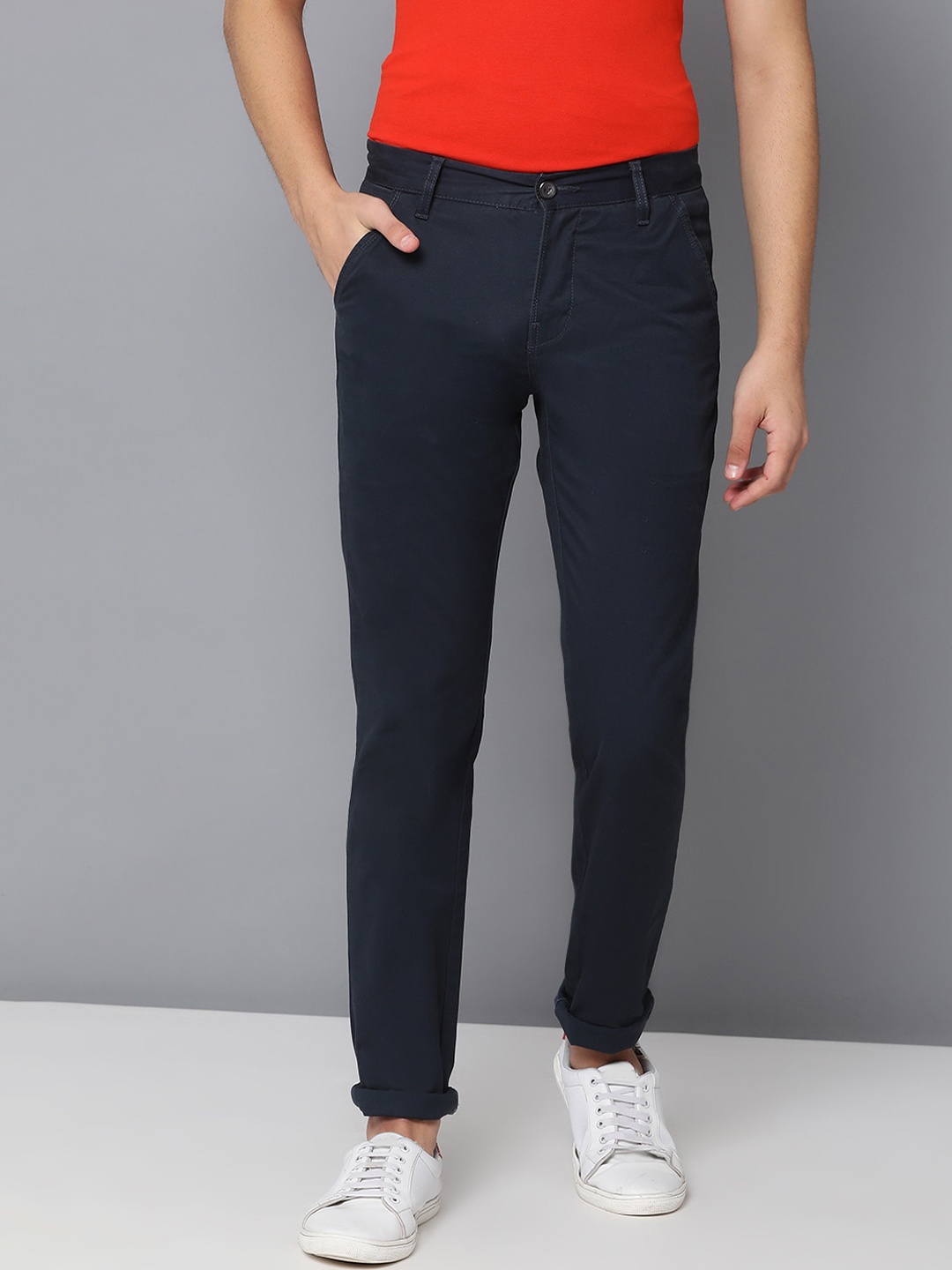 

LINDBERGH Men Navy Blue Slim Fit Trousers