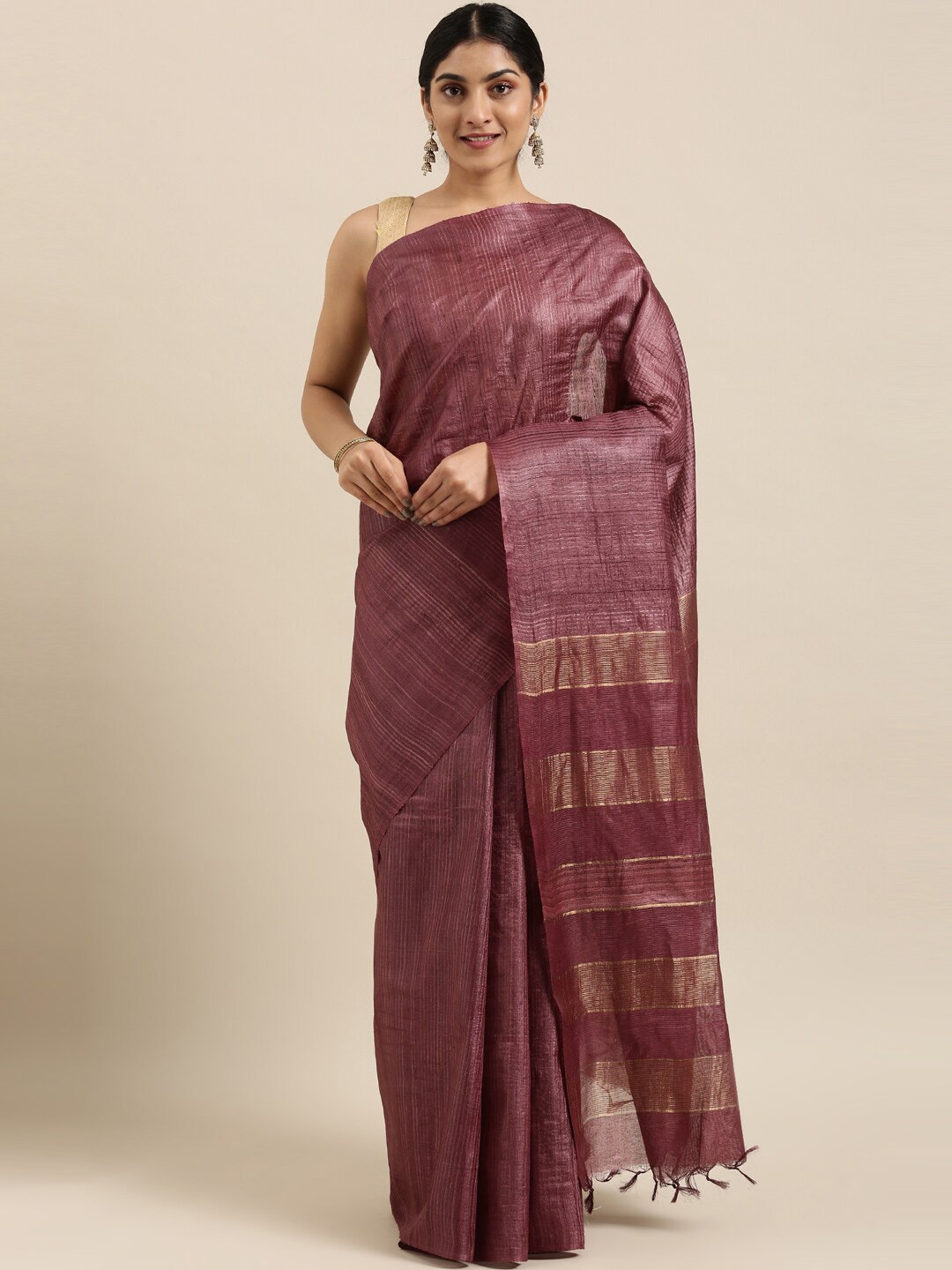 

The Chennai Silks Purple Striped Saree