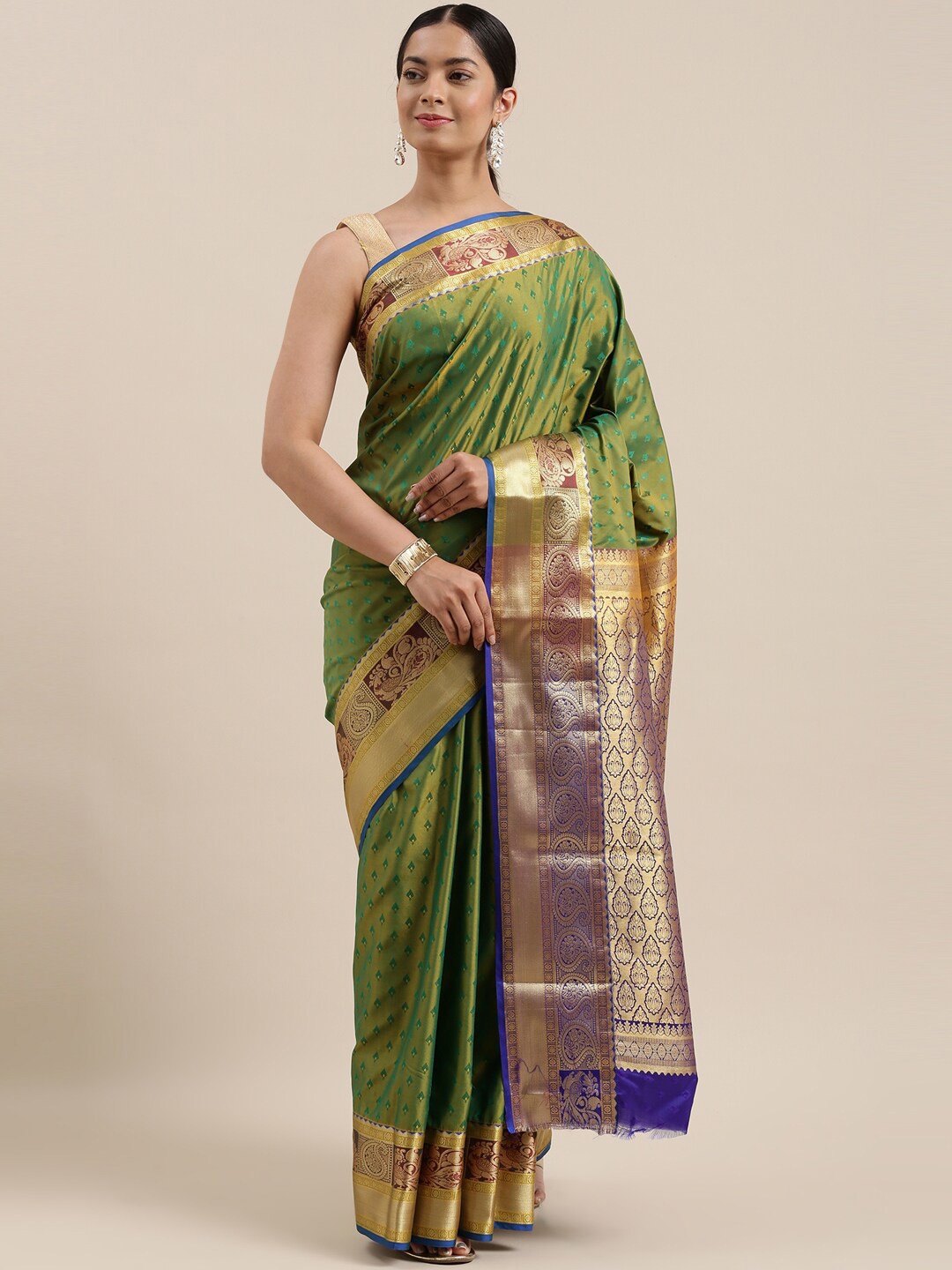 

The Chennai Silks Green & Blue Woven Design Art Silk Saree
