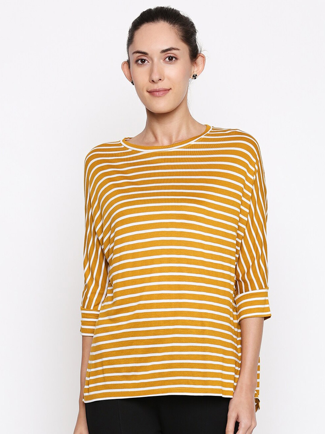 

People Women Yellow & White Striped Top