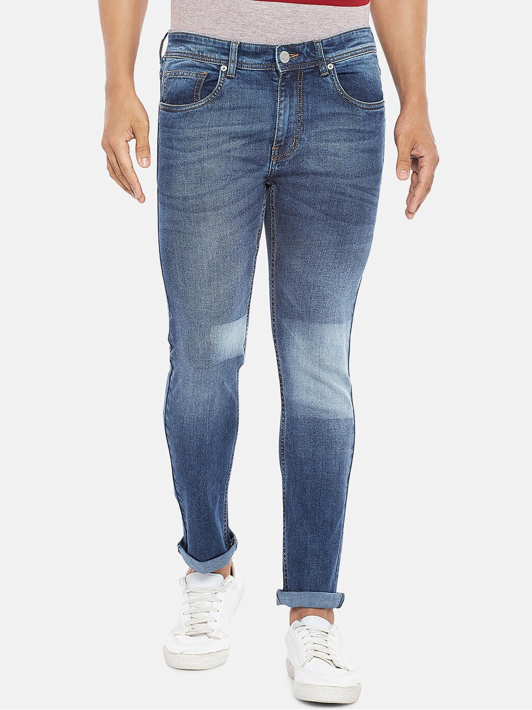

People Men Blue Skinny Fit Heavy Fade Jeans