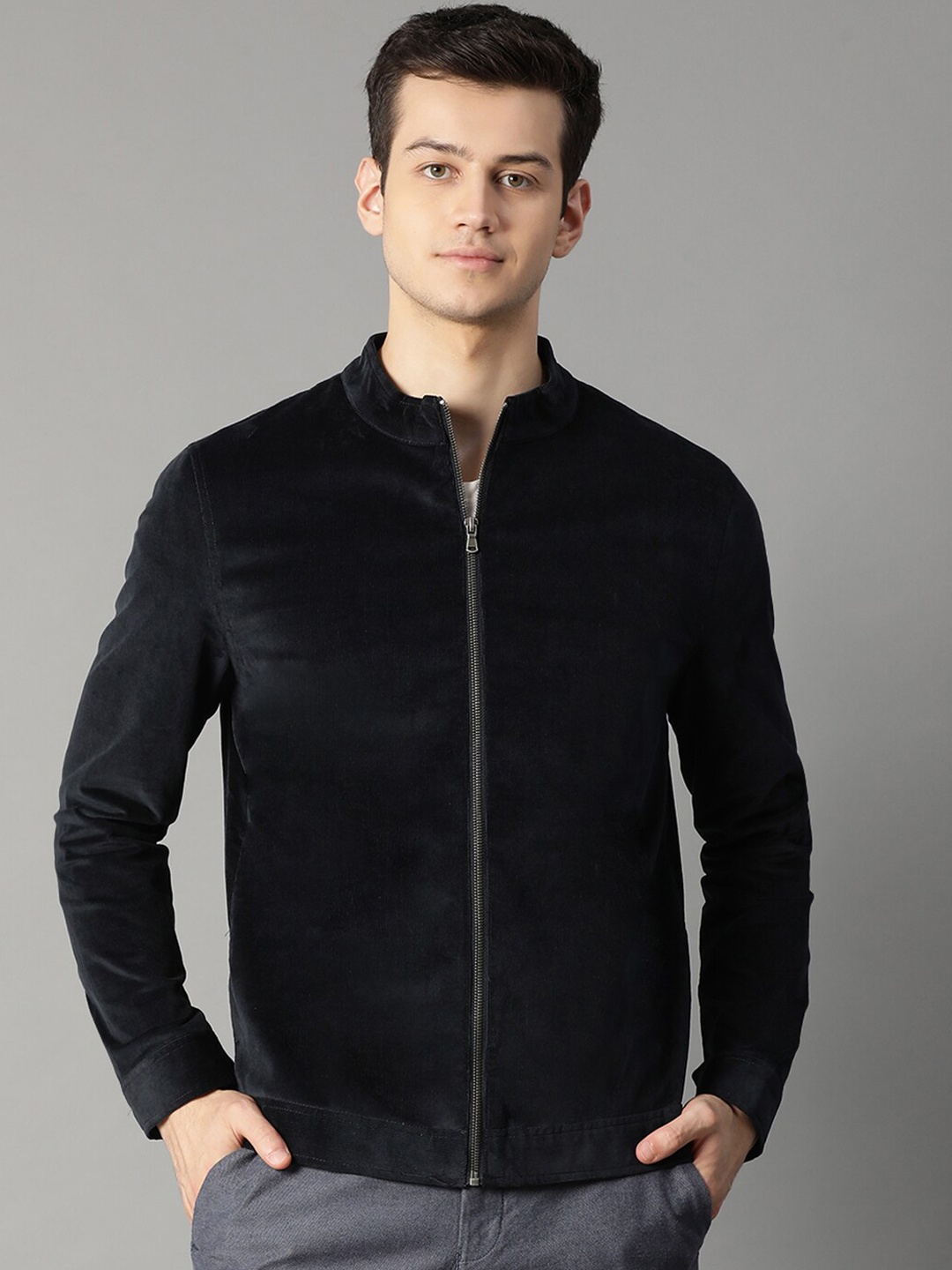 

Bruun & Stengade Men Navy Blue Lightweight Bomber Jacket
