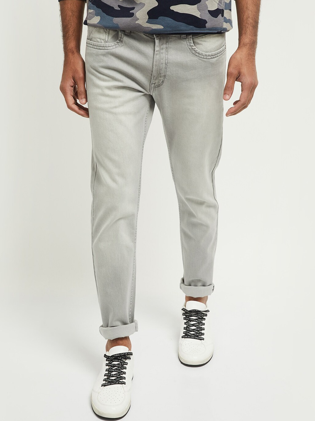 

max Men Grey Heavy Fade Clean Look Stretchable Jeans