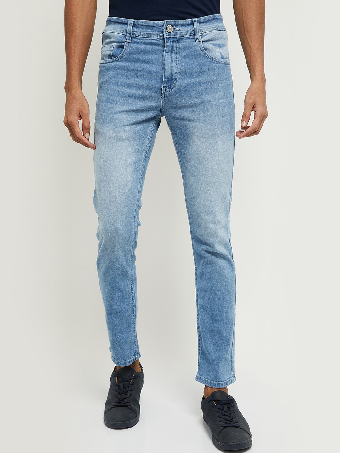 

max Men Blue Heavy Fade Clean Look Stretchable Jeans