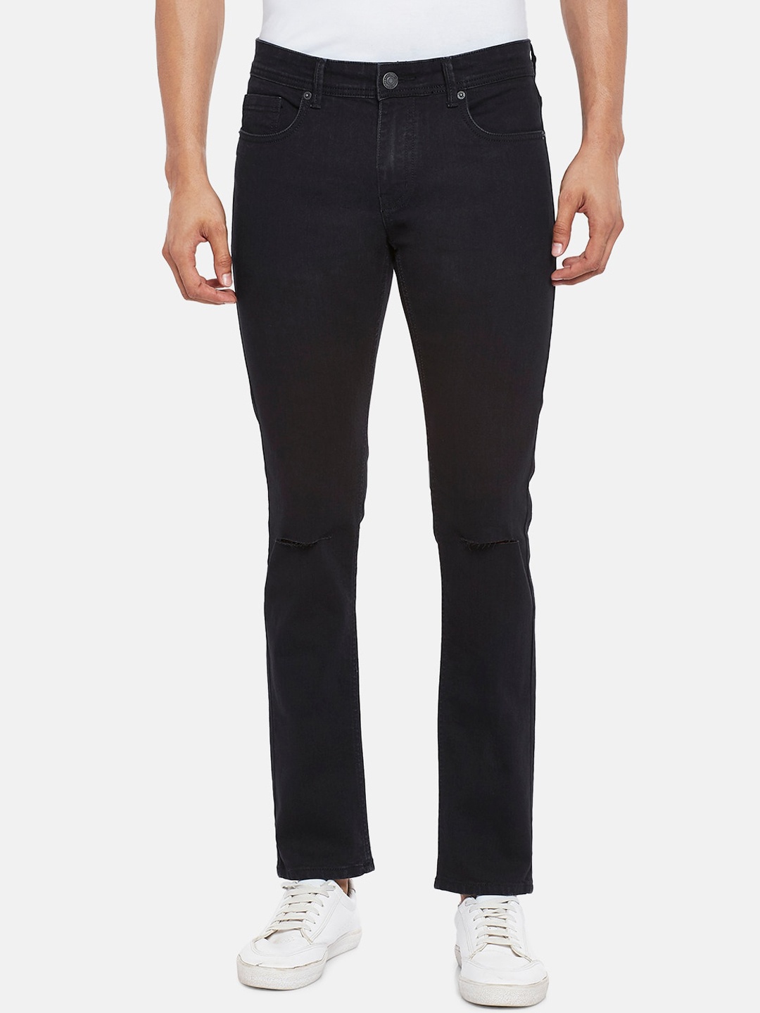 

People Men Black Slim Fit Slash Knee Jeans