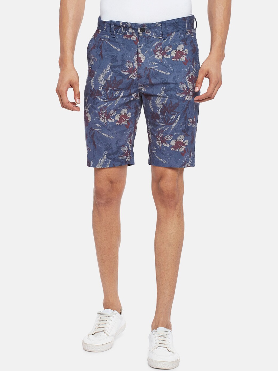 

People Men Blue & Grey Floral Printed Regular Shorts