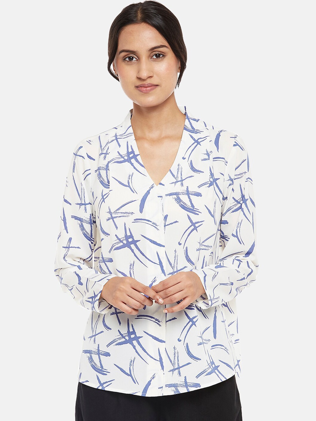 

Annabelle by Pantaloons Women White Floral Opaque Printed Casual Shirt